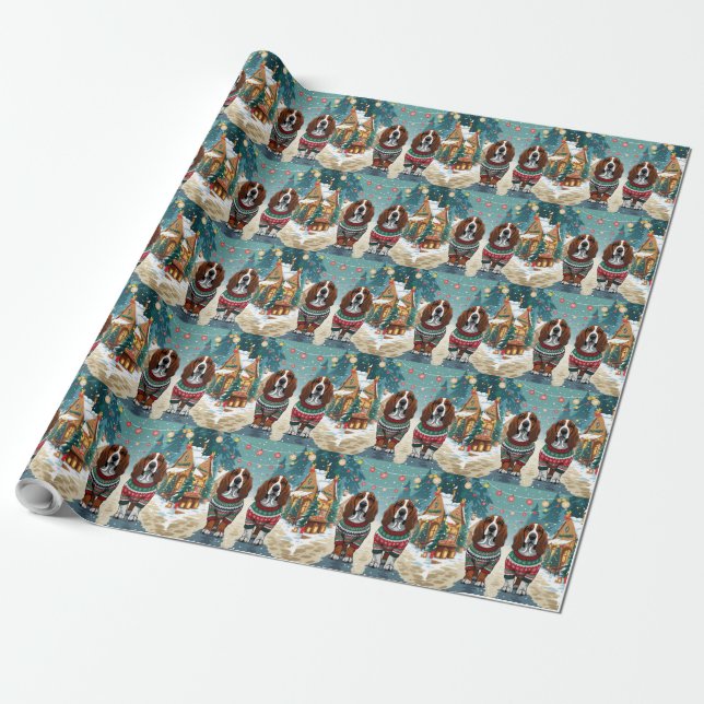 Basset Hound Dogs Christmas Snow Holiday Presentpapper (Utrullad)