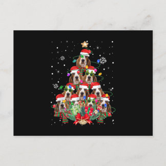 Basset Hound Dogs Tree Christmas Pajama Xmas Gifts Helg Vykort