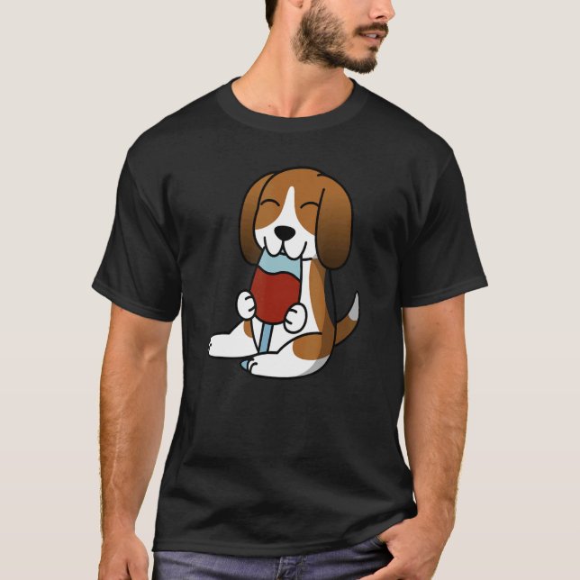 Basset Hound Drinking Vin Hund T Shirt (Framsida)