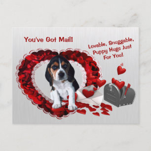Basset Hound Du har Har Mail Puppy Hugs Valentine Helg Vykort
