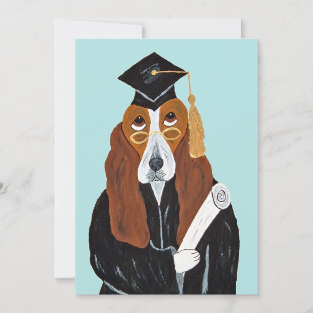 Basset Hound Examensbevis Inbjudningar (Framsida)