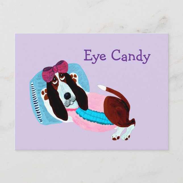 Basset Hound Eye Candy Simmodell Vykort (Framsida)