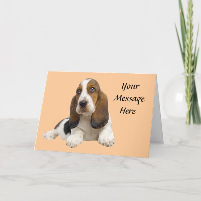 Basset Hound Fabulous Ansikte Greeting Card Helgkort (Framsida)
