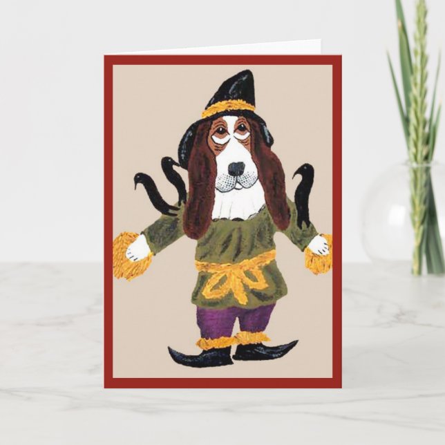 Basset Hound Fågelskrämma Kort (Framsida)