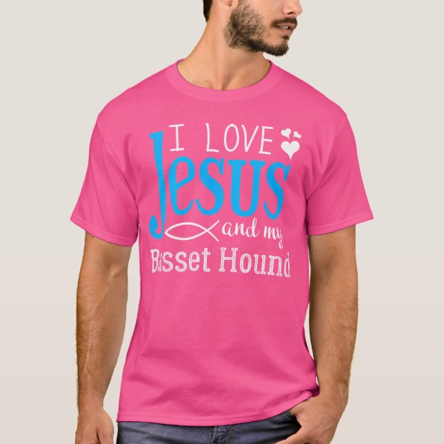 Basset Hound Fancier - jag Kärlek Jesus och min Hu T Shirt (Framsida)
