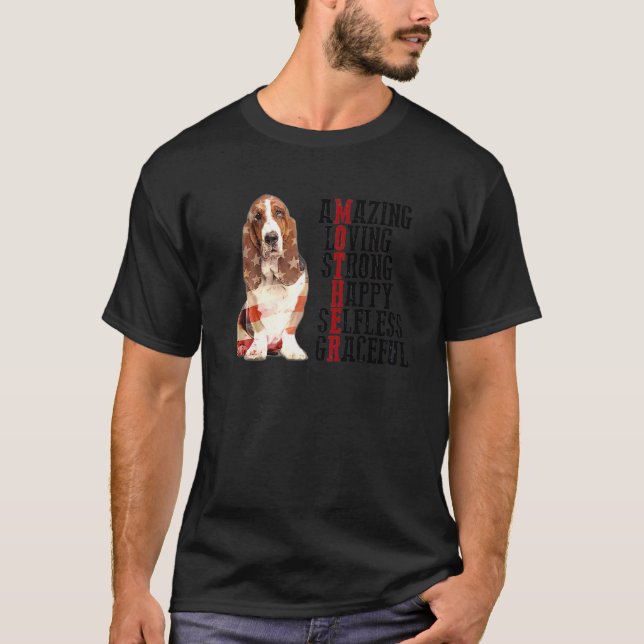 Basset Hound Fantastisk Loving Strong Lycklig Self T Shirt (Framsida)
