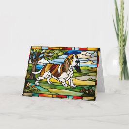 Basset Hound-fastkedjat glas Kort