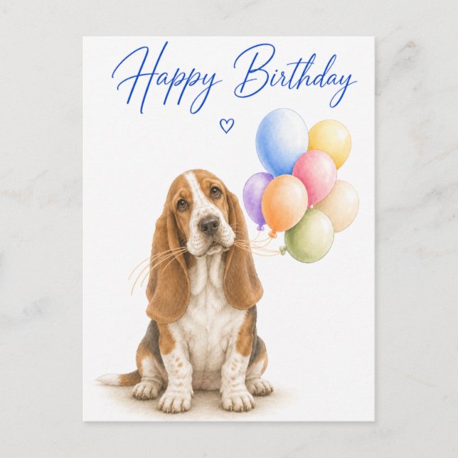 Basset Hound Födelsedag Vykort (Framsida)