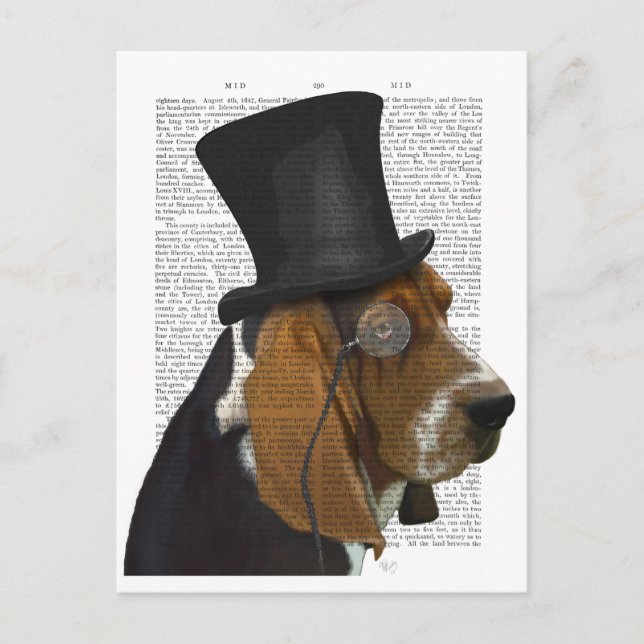 Basset Hound, Forme Hound och Hat Vykort (Framsida)