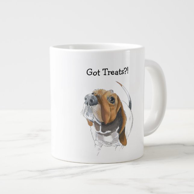 Basset Hound Funny Färg Illustration Jumbo Mugg (Framsida höger)