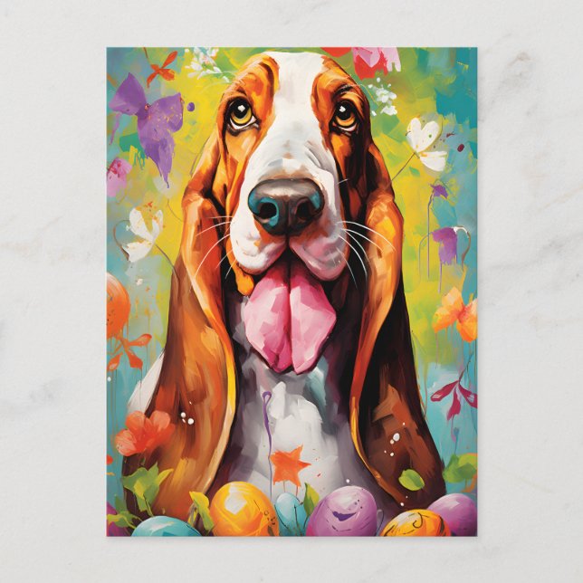 Basset Hound Glad påsk Vykort (Framsida)