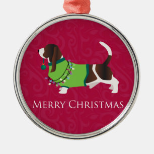 Basset Hound God jul Design Julgransprydnad Metall