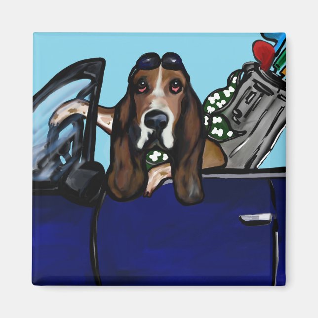 BASSET HOUND GOLFER MAGNET (Framsidan)