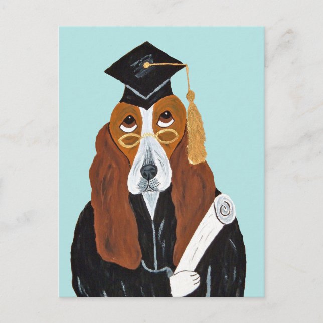 Basset Hound Graduate Vykort (Framsida)