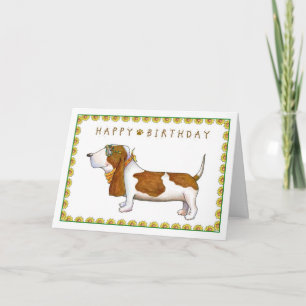 Basset Hound Grattis på födelsedagen-hälsningskort Kort