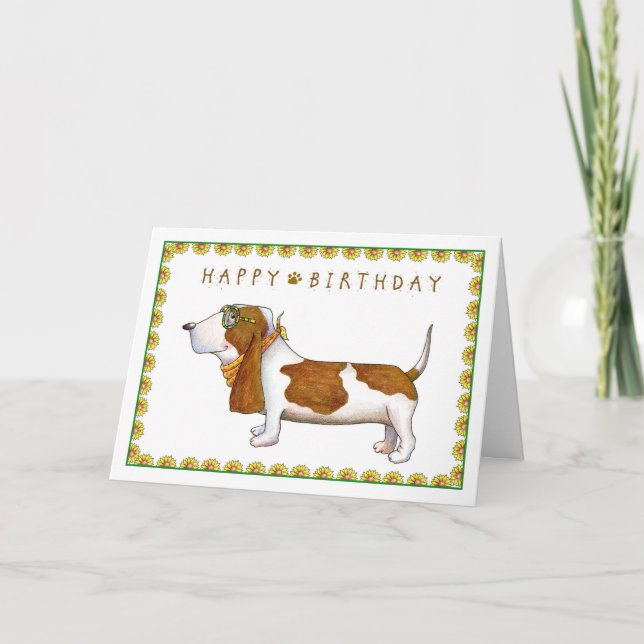 Basset Hound Grattis på födelsedagen-hälsningskort Kort (Framsida)