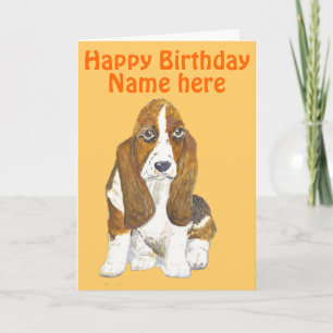 Basset Hound Grattis på födelsedagen, lägg till na Kort