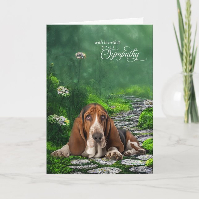 Basset Hound Grönt Garden Väg Pet Sympathy Kort (Framsida)