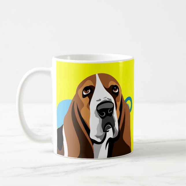 Basset Hound Gult Mugg (Vänster)