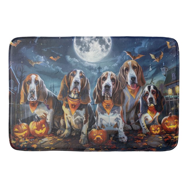 Basset Hound Halloween Spooky Badrumsmatta (Framsidan)