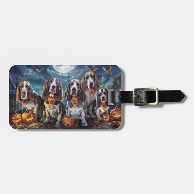 Basset Hound Halloween Spooky Bagagebricka (Horisontell Framsida)
