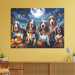 Basset Hound Halloween Spooky Canvastryck