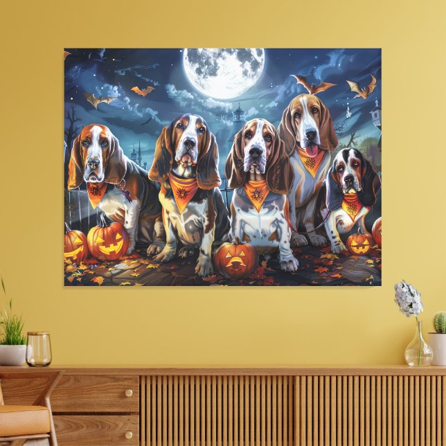 Basset Hound Halloween Spooky Canvastryck (Insitu (Vardagsrum))