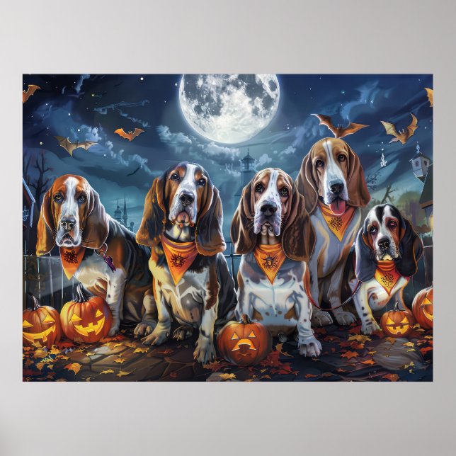 Basset Hound Halloween Spooky Poster (Framsidan)