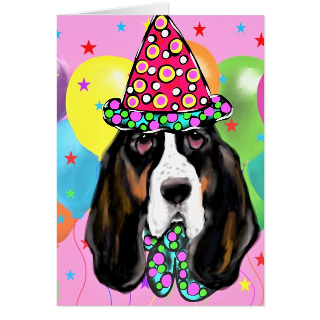 Basset Hound Hälsningskort (Framsidan)