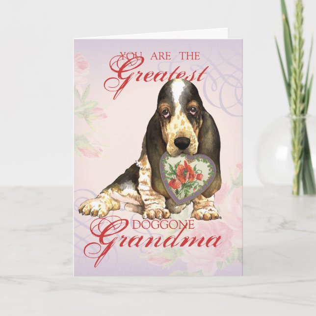 Basset Hound Heart Grandma Kort (Framsida)