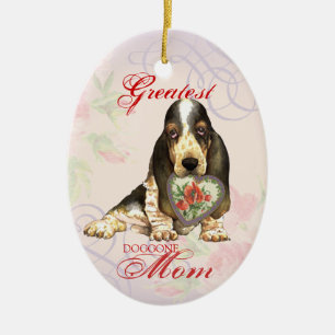 Basset Hound Heart Mamma Ceramic Ornament