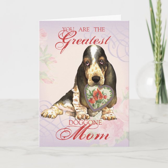 Basset Hound Heart Mamma Kort (Framsida)