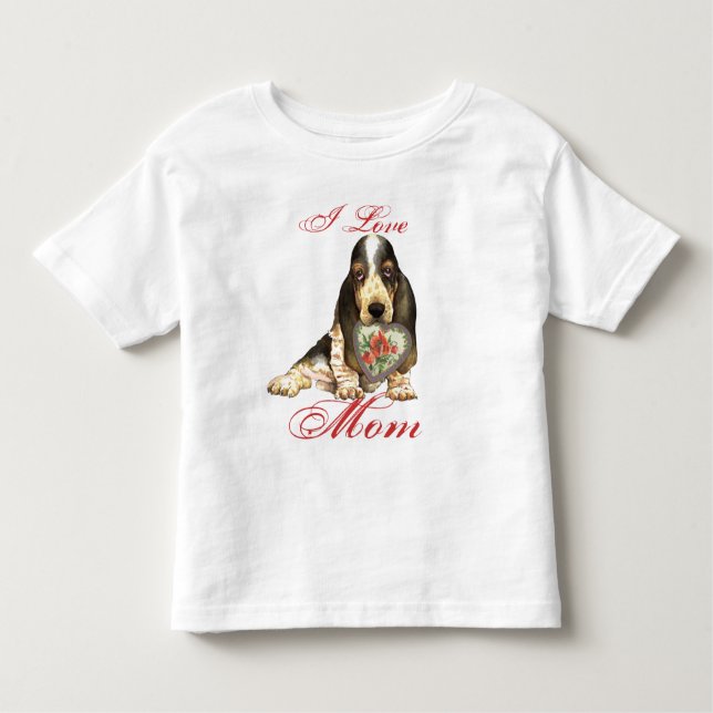 Basset Hound Heart Mamma T Shirt (Framsida)