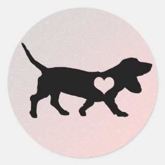 Basset Hound Heart Stickers Runt Klistermärke