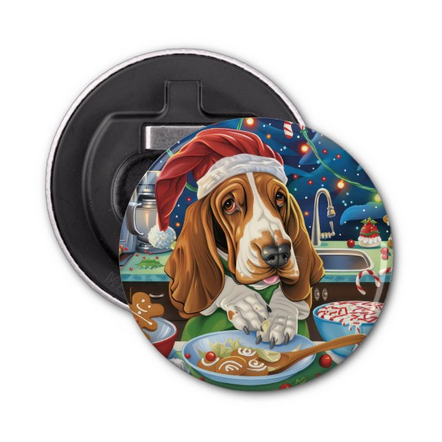 Basset Hound Helgdag Baking: Festive jul Flasköppnare (Framsidan)