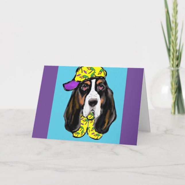 Basset Hound Helgkort (Framsida)