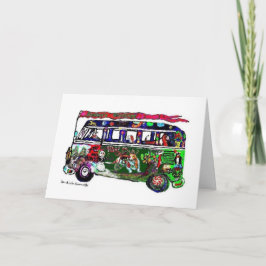 Basset Hound Hippie Buss - Helgdag-kort Helgkort