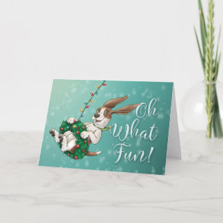 Basset Hound Holiday Card - Oh What Fun! Tack Kort