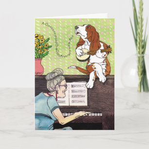 Basset Hound - Howling Birthday Kort