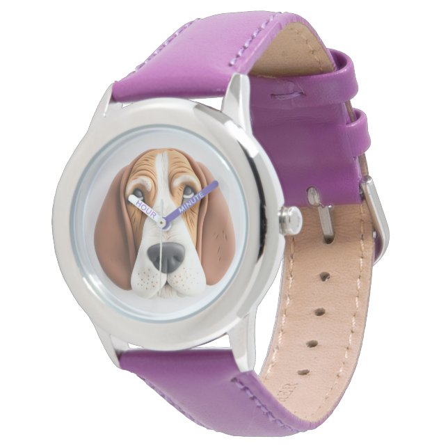 Basset Hound Hund 3D Inspired Armbandsur (Vinklad)