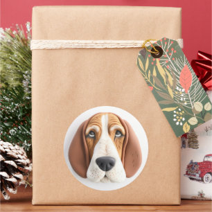 Basset Hound Hund 3D Inspired Runt Klistermärke