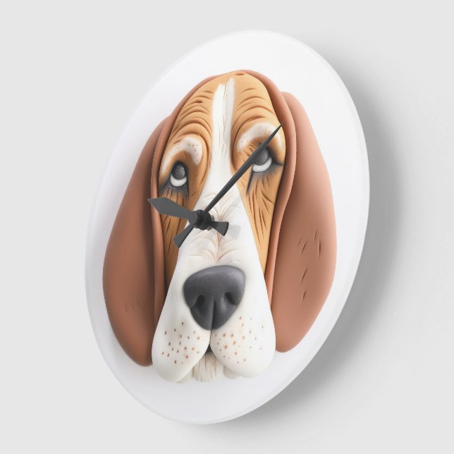 Basset Hound Hund 3D Inspired Stor Klocka (Vinkel)
