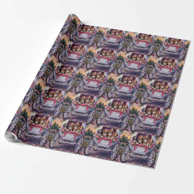 Basset Hound Hund Alla hjärtans dag  Presentpapper (Utrullad)