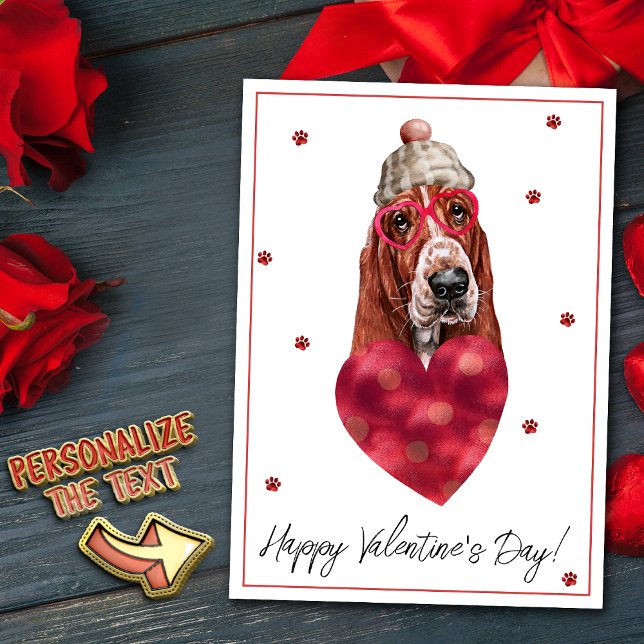 Basset Hound Hund Älskare Alla hjärtans dag Presen Julkort (Skapare uppladdad)