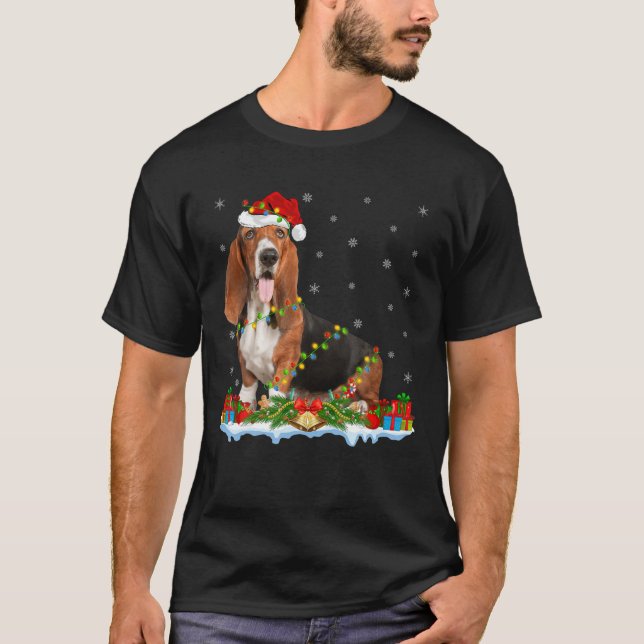 Basset Hound Hund älskare Matching Santa Basset Ho T Shirt (Framsida)