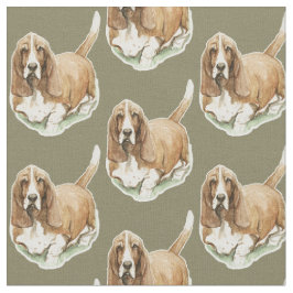 Basset Hound Hund Art Fabric Tyg