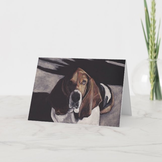 Basset Hound Hund Art-hälsningskort Kort (Framsida)
