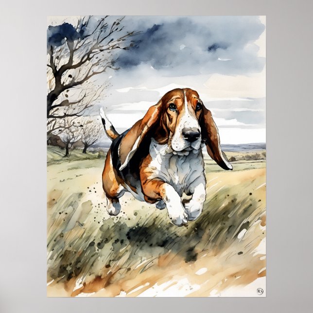 Basset Hound - Hund Art-utskrift Poster (Framsidan)