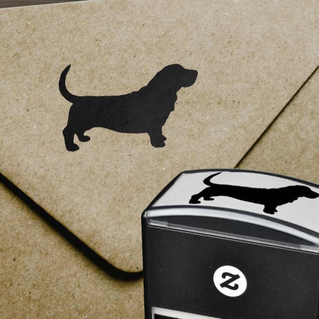 Basset Hound Hund aveln Silhouette Självfärgande Stämpel (Skapare uppladdad)