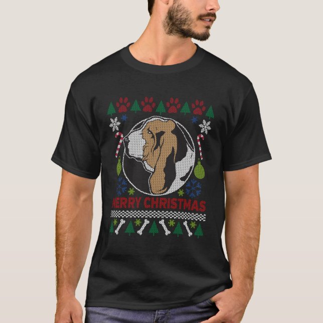Basset Hound Hund aveln Ugly jul Stil T Shirt (Framsida)